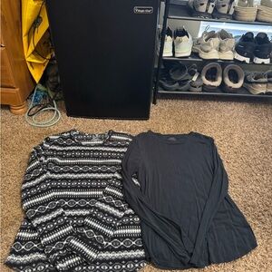 Cuddl Duds Long Sleeve Top — Black and White Patterned